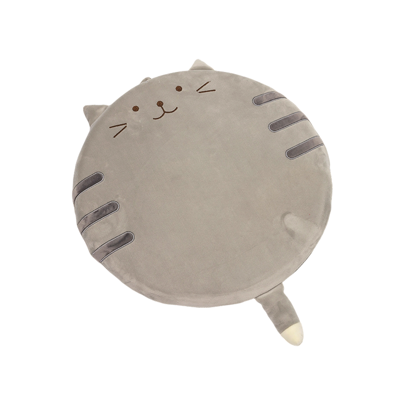 Gri gülümseyen yuvarlak kedi peluş yastıkları
