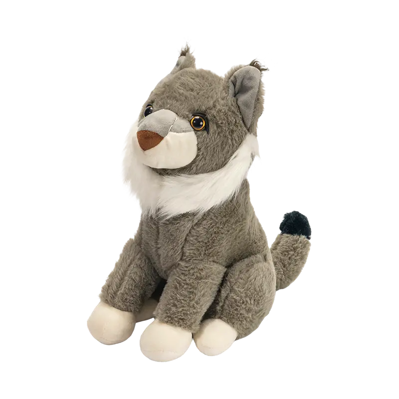 Doldurulmuş oturan vaşak peluş oyuncak vahşi hayvan peluş oyuncaklar