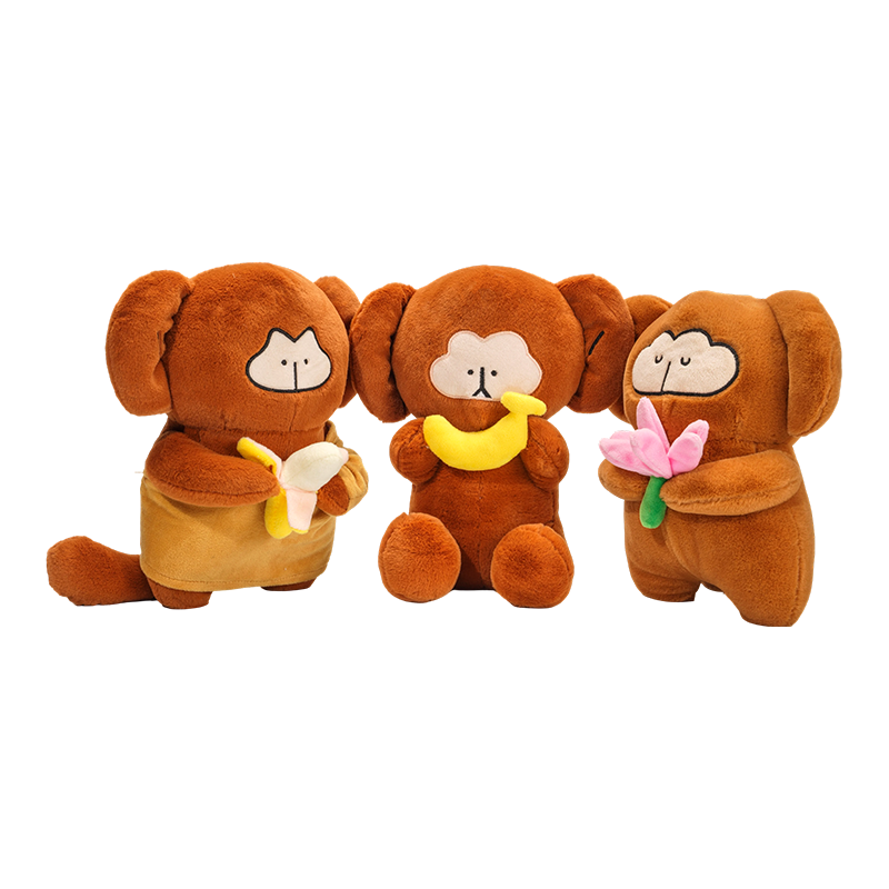 Muz ve çiçek ile sevimli doldurulmuş maymunlar peluş oyuncaklar
