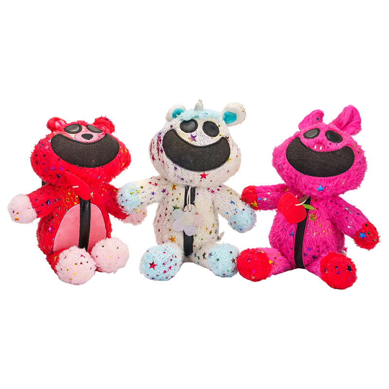Kırmızı pembe ve beyaz fantezi benzersiz peluş tavşan oyuncağı