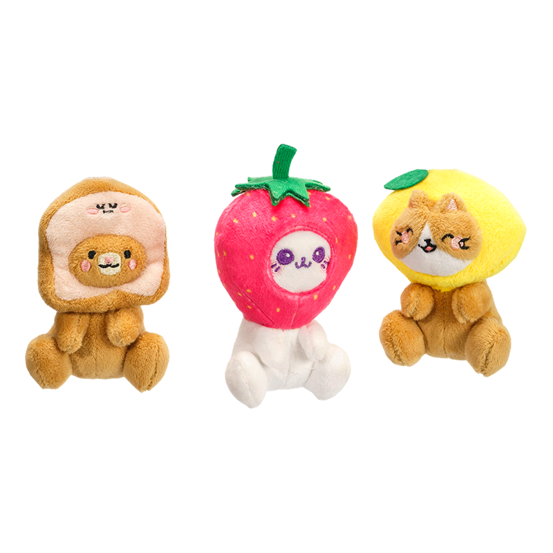 Meyve temalı tembel hayvan peluş anahtarlıklar
