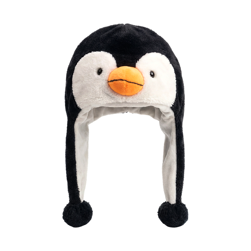 Siyah beyaz penguen peluş şapka