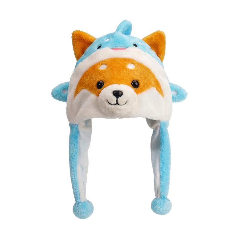 Mavi shiba inu peluş şapka