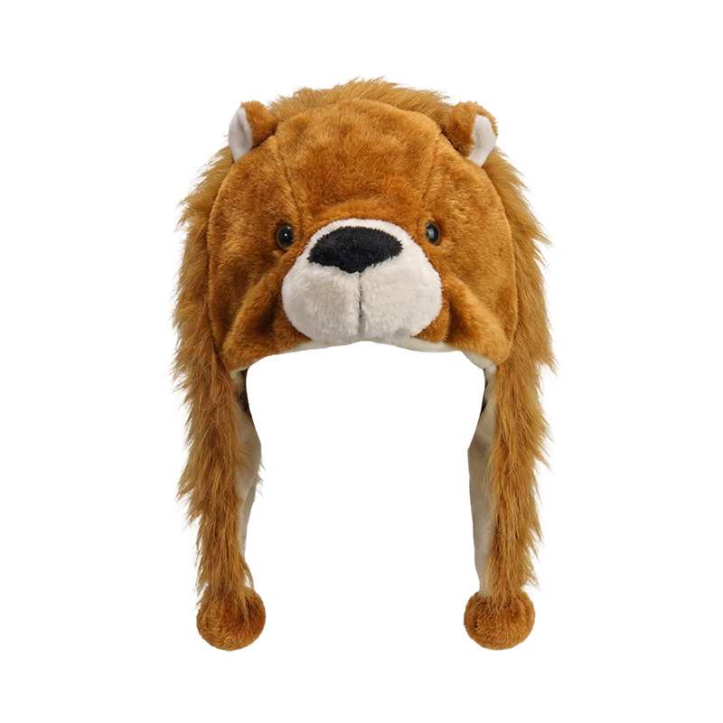 Kahverengi tüylü aslan peluş şapka