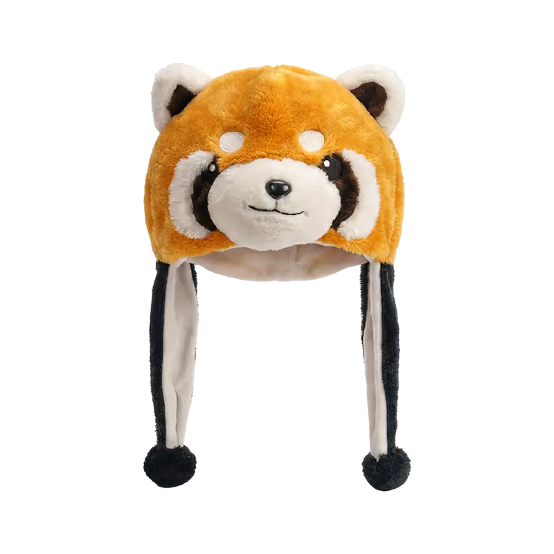 Kahverengi gövdeli kırmızı panda peluş şapka