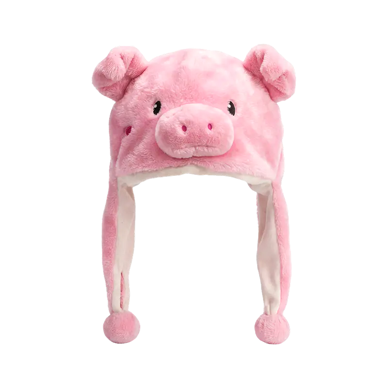 Pembe domuz peluş şapka