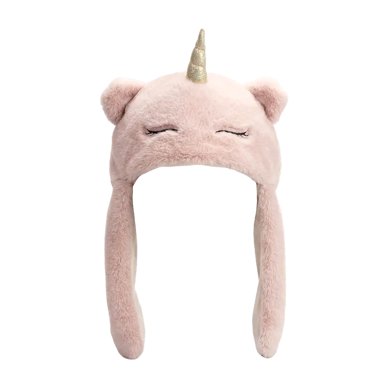 Pembe tek boynuzlu at peluş şapka