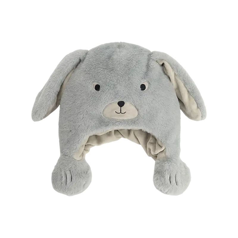 Yumuşak gri tavşan peluş şapka